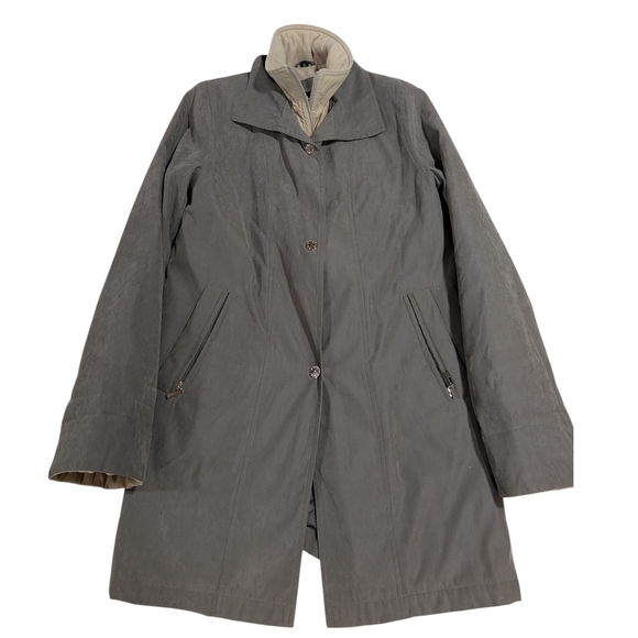 Alia Jackets & Blazers - Alia Quilted Women's Jacket Small Gray  Fleece Lined Utility Coat Earth Tones